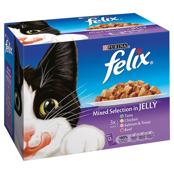 Felix Mixed Meat and Fish Selection in Jelly 12 x100g pouch