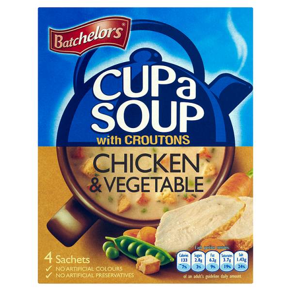Batchelors Cup a Soup with Croutons Chicken & Veg 4 Sachets 110g