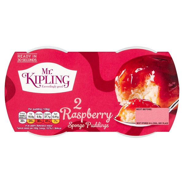 Mr Kipling Raspberry Sponge Puddings 2 x 95g pot