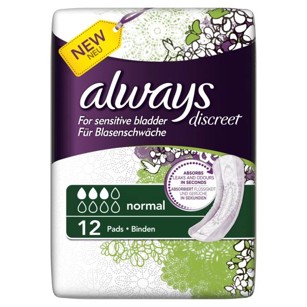 Always Discreet Incontinence Pads Normal x 12