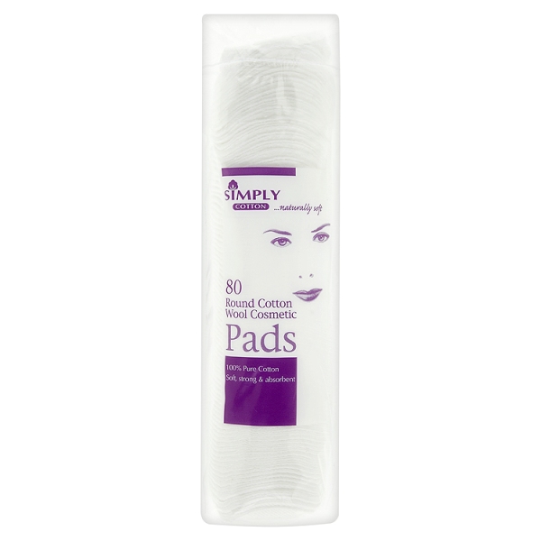 Simply Cotton 80 Round Cotton Wool Cosmetic Pads