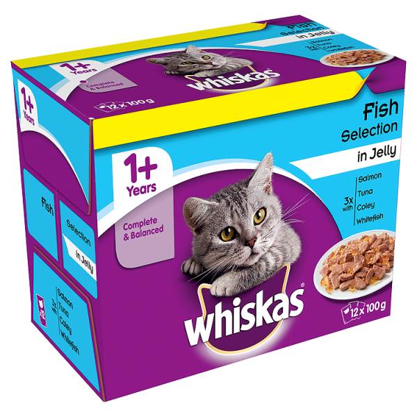 Whiskas 1+ Fish Favourites in Jelly 12 x 100g Pouch Whiskas 1+ Fish Favourites in Jelly 12 x 100g Pouch