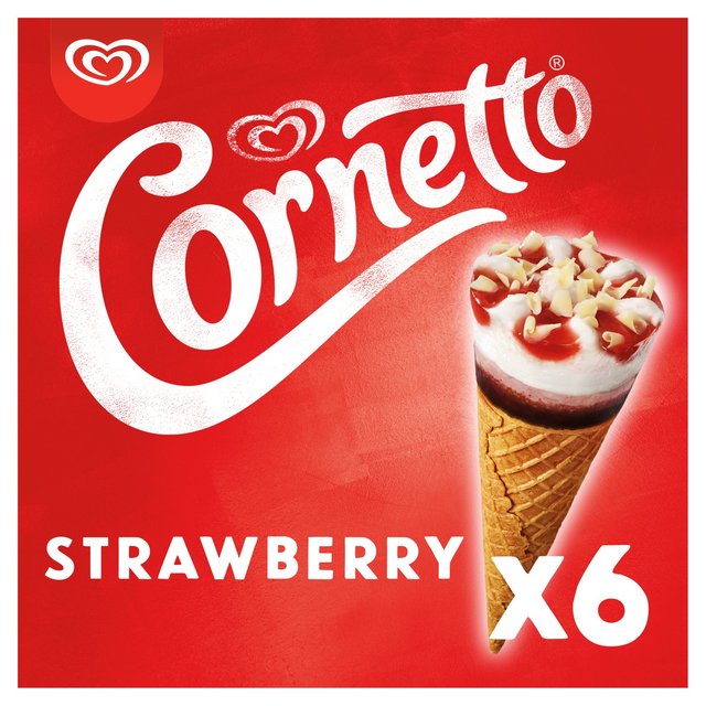Cornetto Strawberry Ice Cream Cone (6) ** FROZEN **