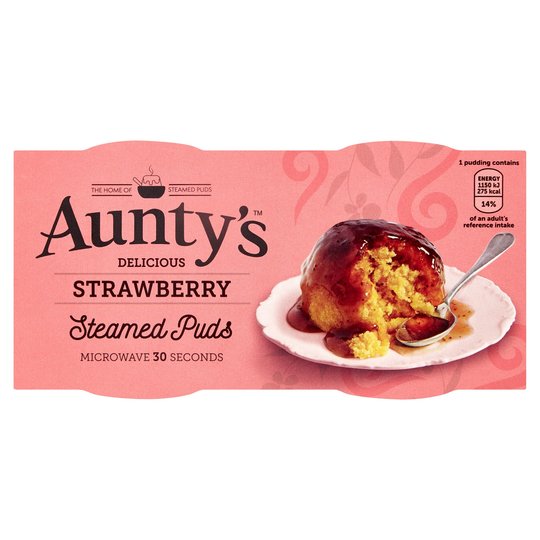 Auntys Strawberry Steamed Puddings 2 X 95g