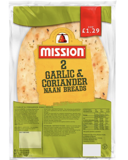 Mission 2 Garlic & Coriander Naan Breads