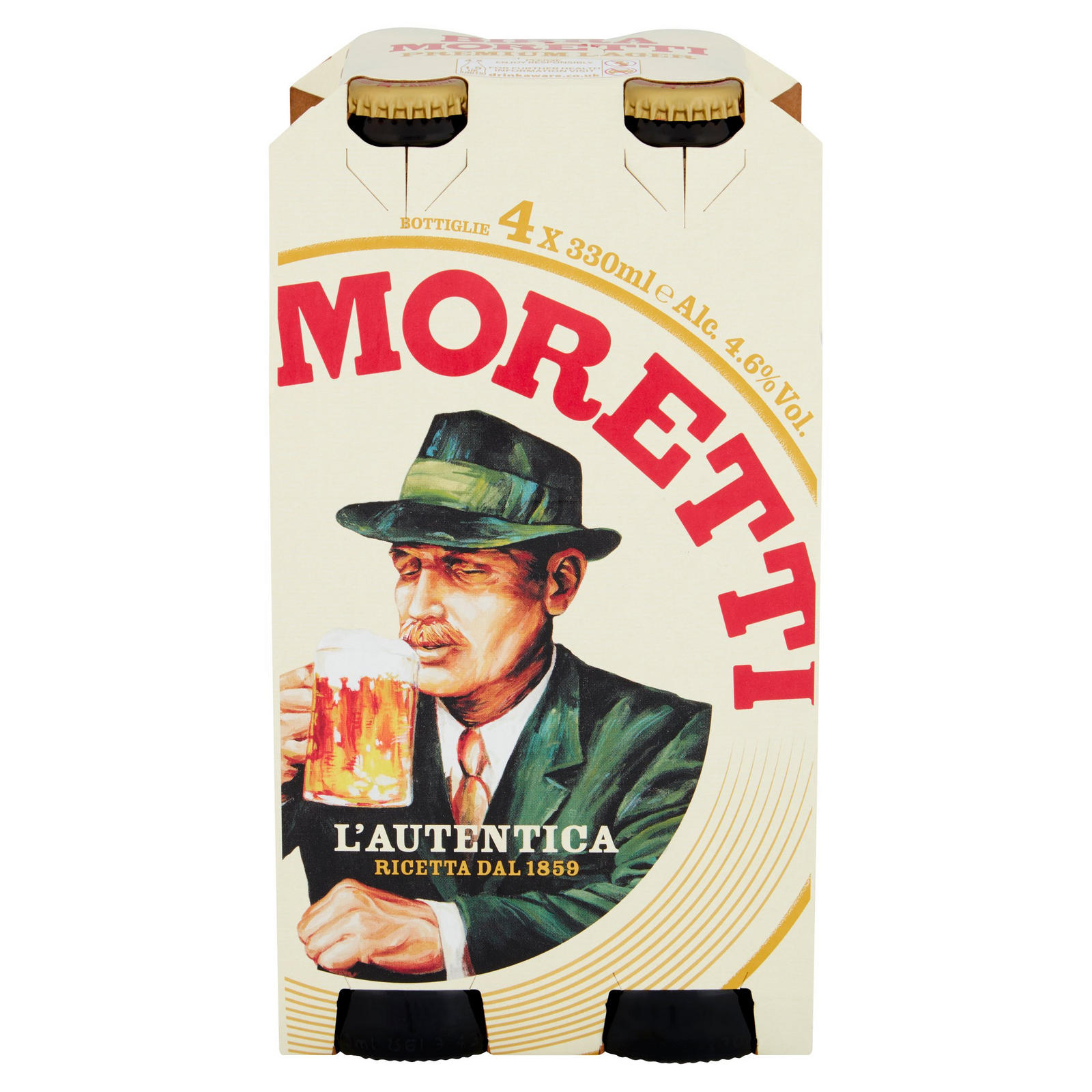 Birra Moretti Lager Beer 4 x 330ml Bottles