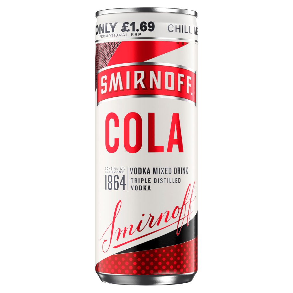 Smirnoff & Cola Vodka Mixed Drink 250ml Can