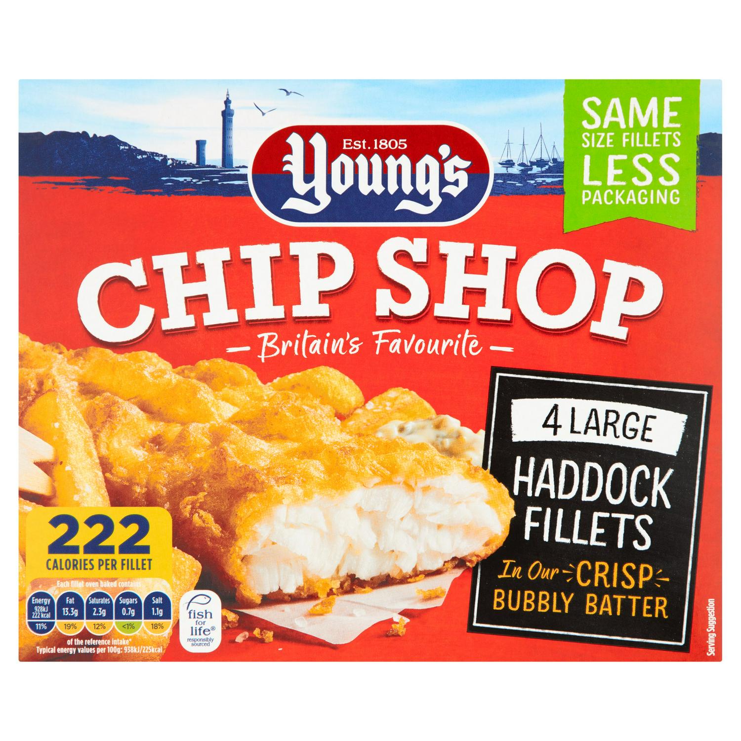 Birds Eye 4 x Large Battered Haddock Fillets 440g ** FROZEN **