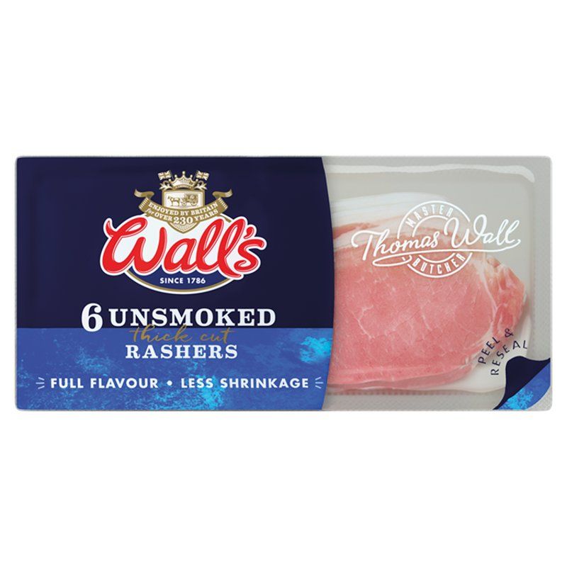 Walls 6 Unsmoked Bacon Rashers 220g
