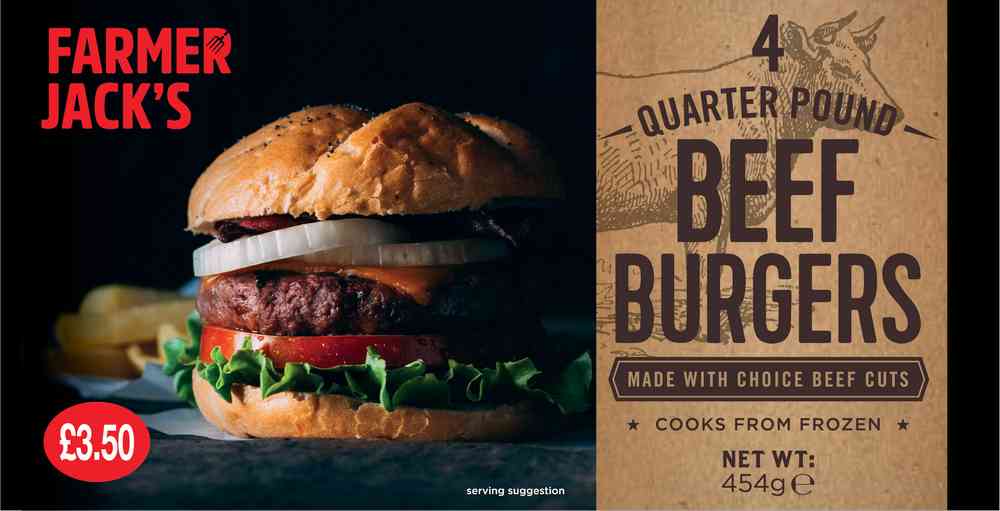 Farmer Jacks Quarter Pounder Beef Burgers 454g