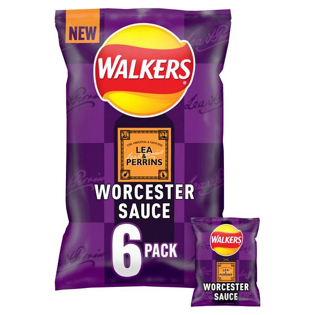 Walkers Worcester Sauce Lea & Perrins Multipack Crisps 6 x 25g